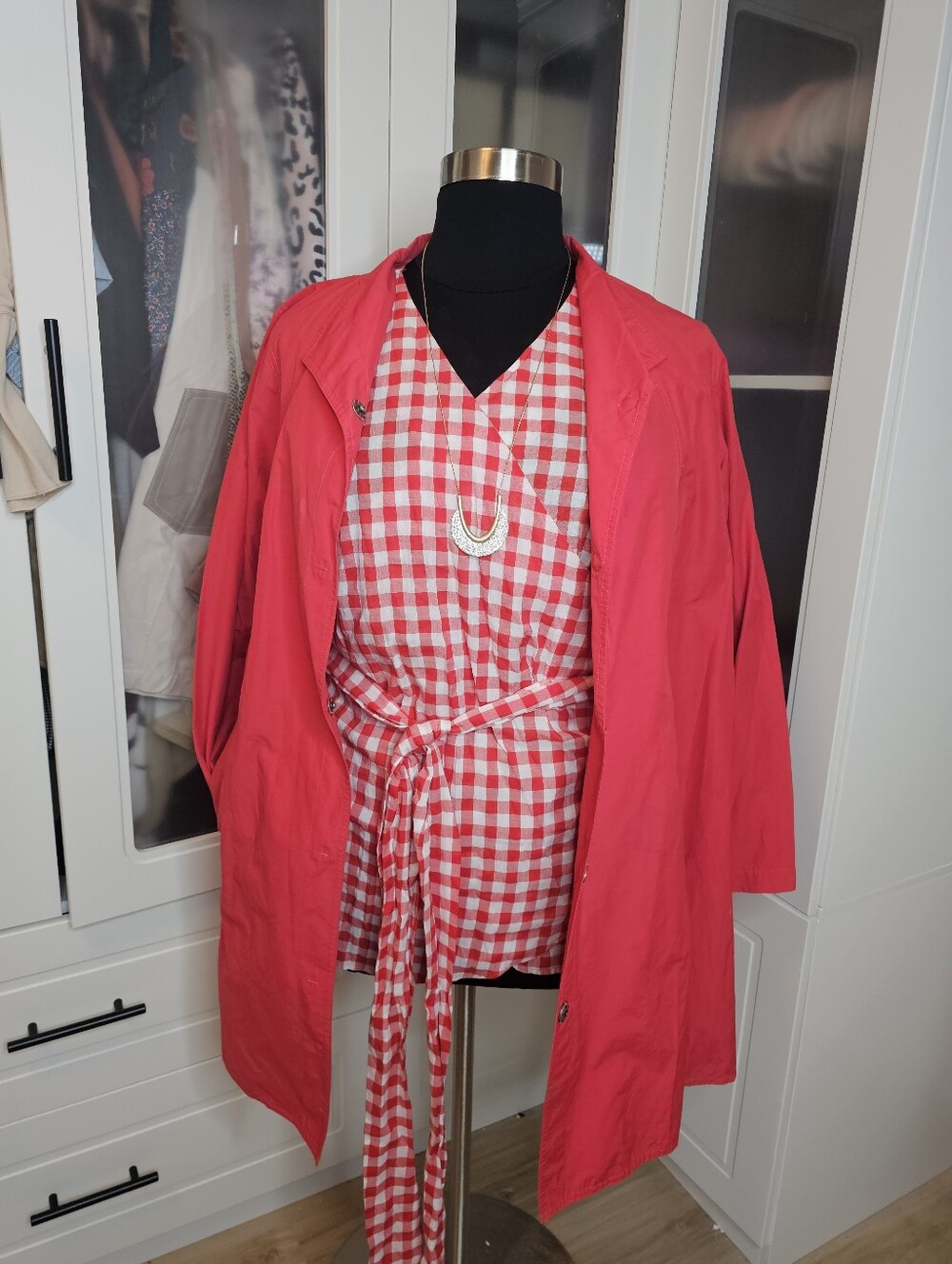 Lane Bryant red and white gingham print blouse size 22/24W